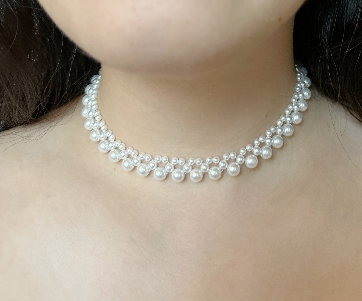 100% handmade white pearl choker for women free shipping