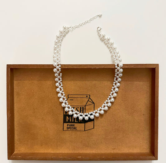 100% handmade white pearl choker for women free shipping